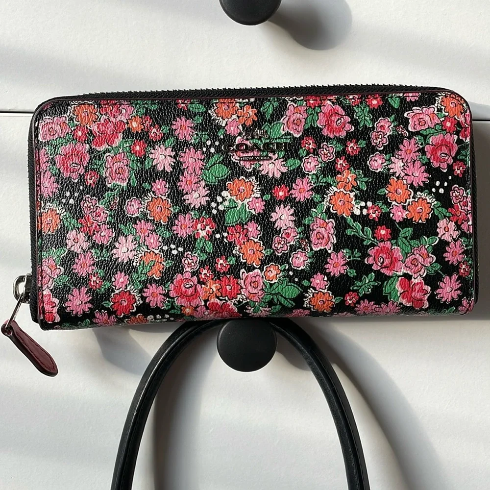 Coach Sierra Posey Cluster Floral Satchel, Wallet & Pink Wide Scallop Edge Strap - Picture 13 of 17